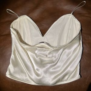 ZARA V-shape ivory strapless corset top